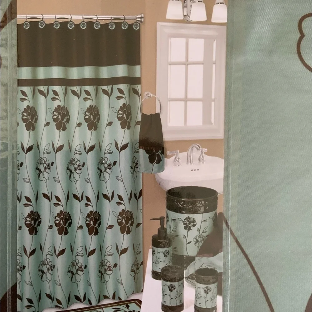 Shower Curtain Blue Chocolate Fabric “Cabella” by Popular Bath 70 x 72 in
